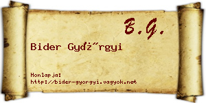 Bider Györgyi névjegykártya